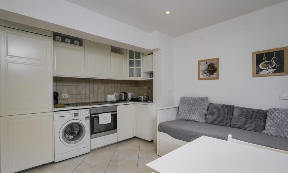 Living room, Dining area, dishwasher, oven, stove, toaster, washing machine