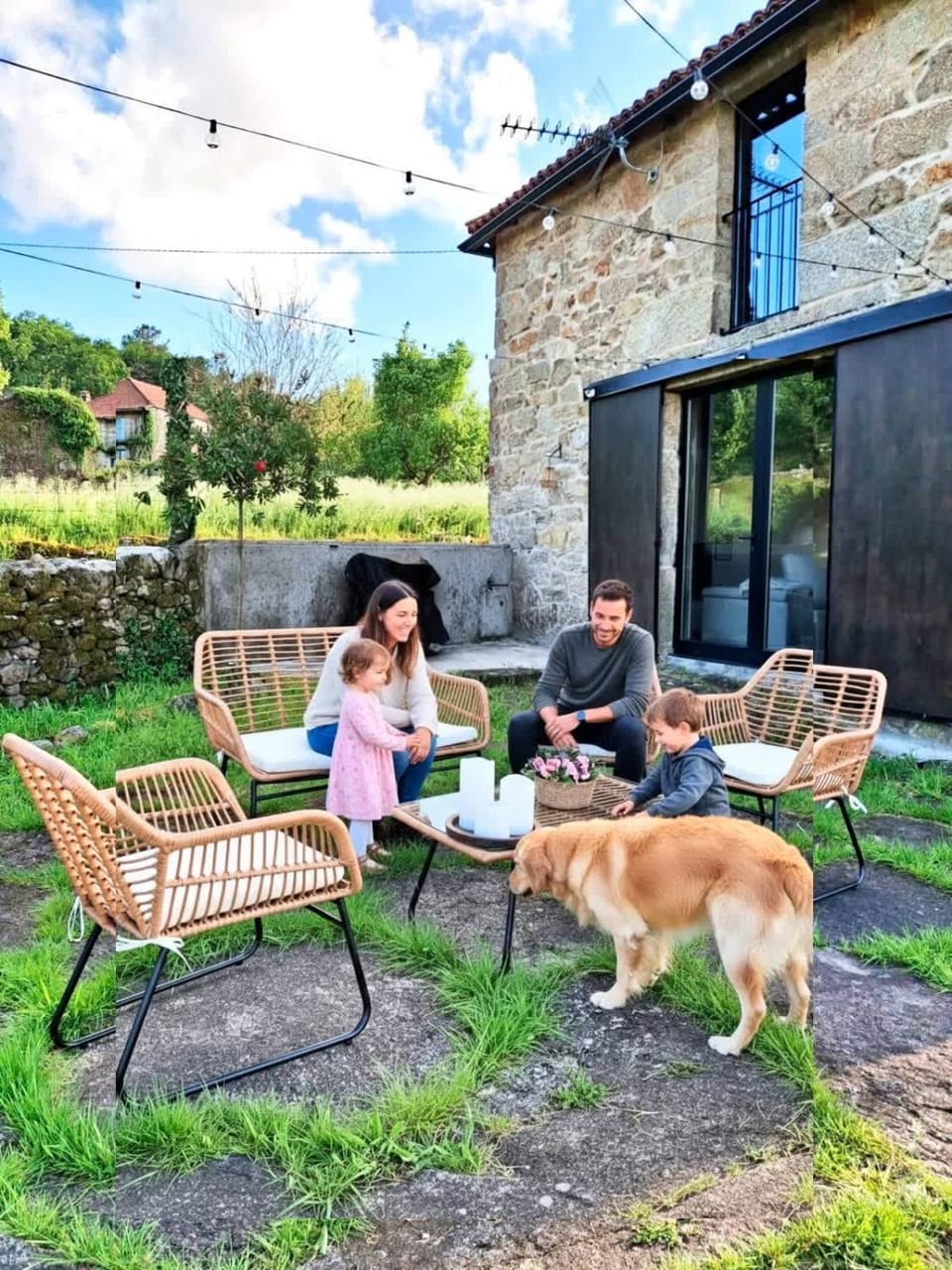 Patio, Day, People, Garden, Seating area, Pets, group of guests