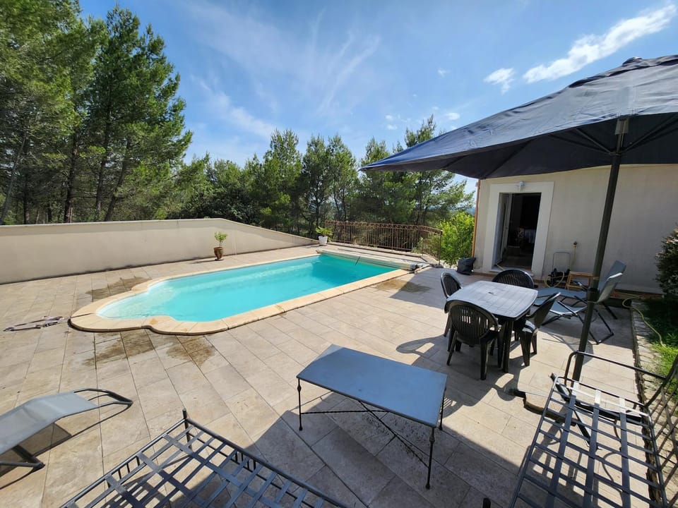 Natural landscape, Dining area, Pool view, Swimming pool