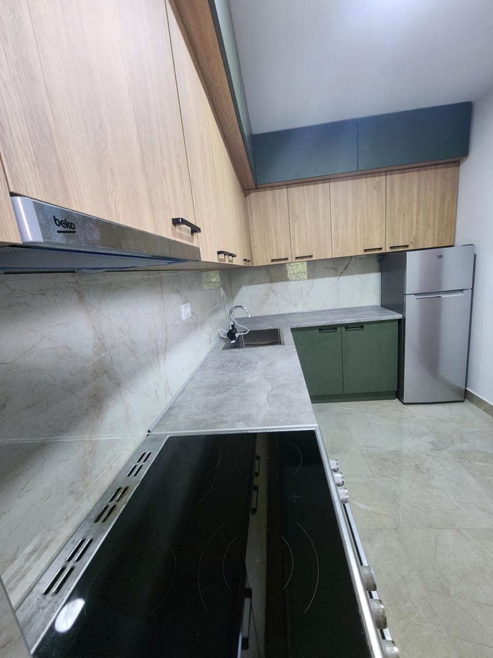 Kitchen or kitchenette, dishwasher, stove