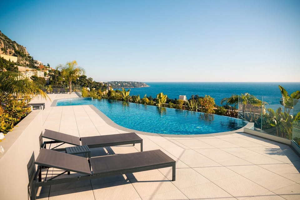 Patio, Day, Natural landscape, Pool view, Sea view, Swimming pool, sunbed