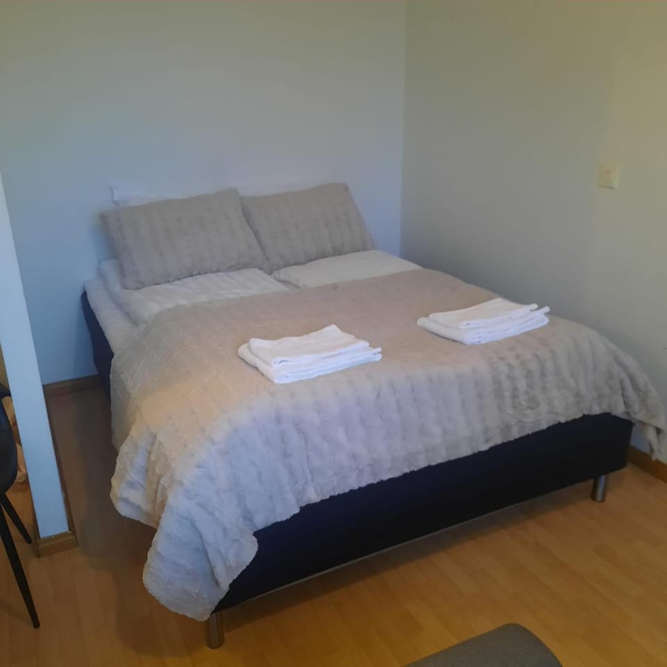 Bed, Photo of the whole room, Bedroom, towels