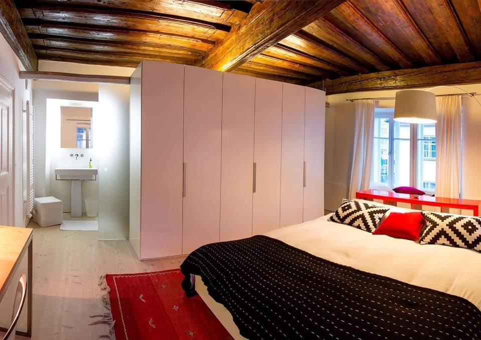 Shower, Bed, Bathroom, Bedroom