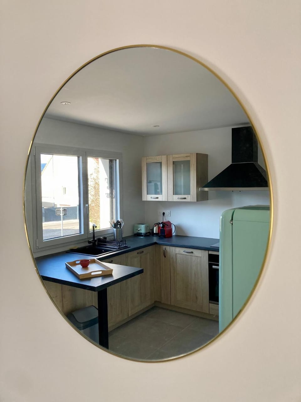 Kitchen or kitchenette, stove