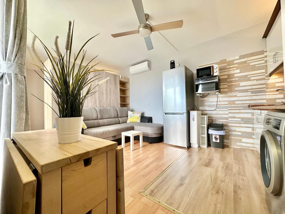 Living room, microwave, washing machine, kitchen, air conditioner