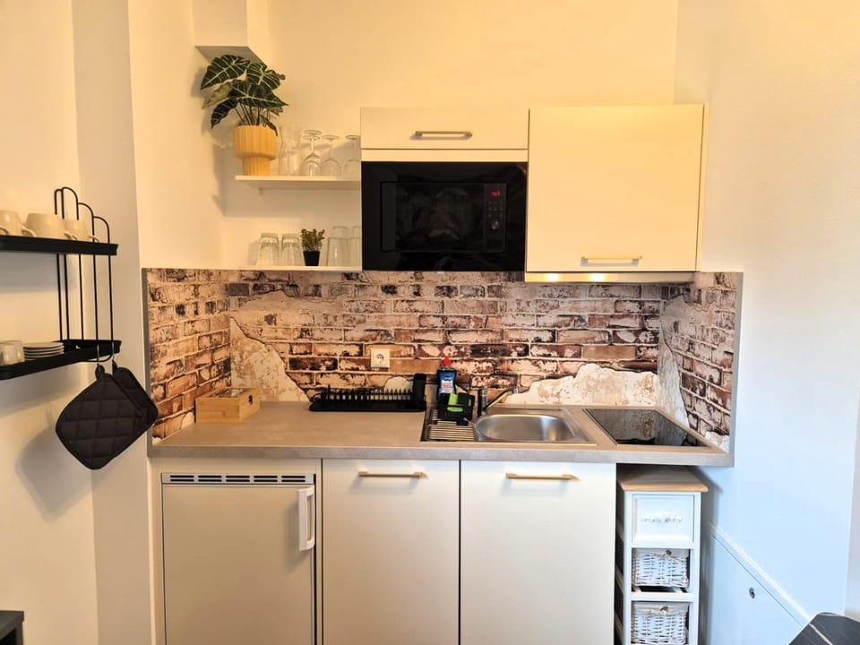 Kitchen or kitchenette, oven, stove