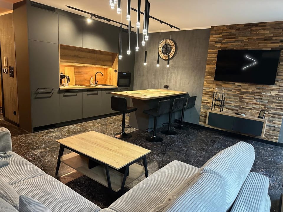 Kitchen or kitchenette, Living room, Dining area
