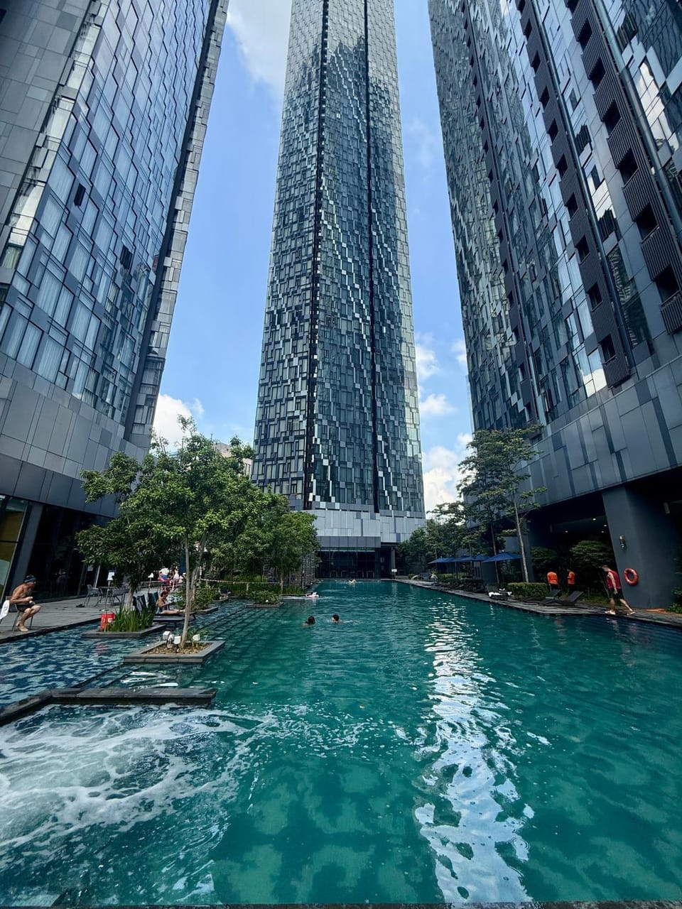 City view, Pool view, Swimming pool, group of guests