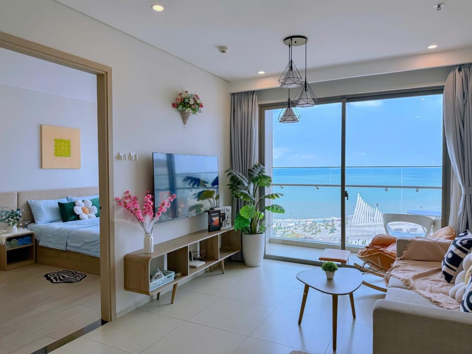 Bed, Living room, Sea view