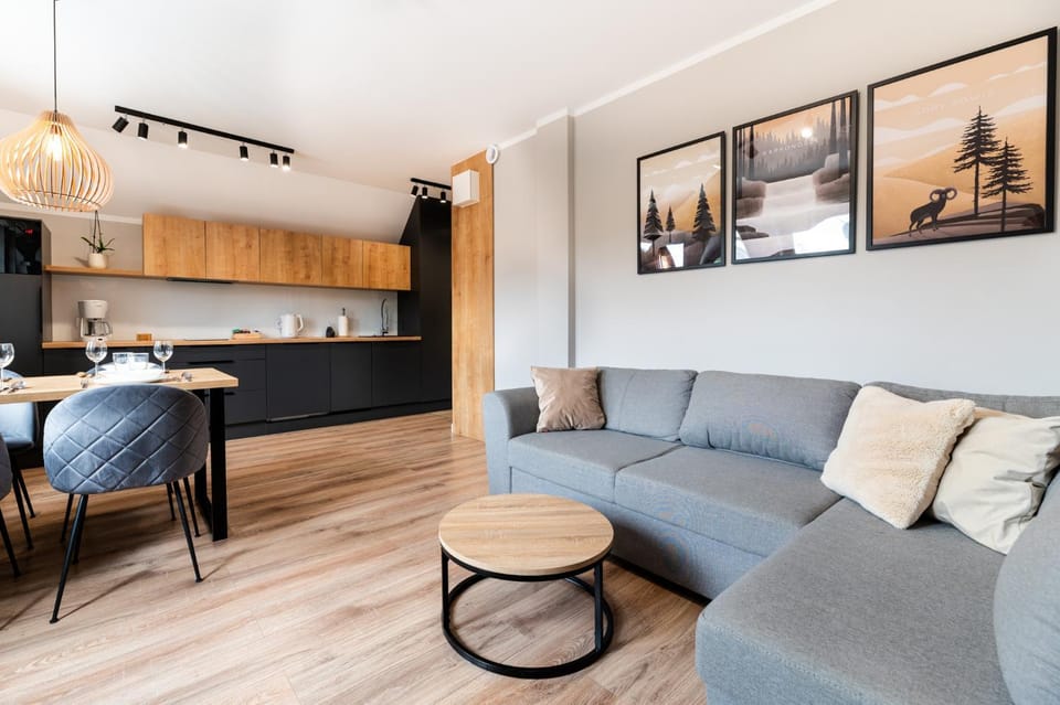 Kitchen or kitchenette, Living room, Seating area, Dining area