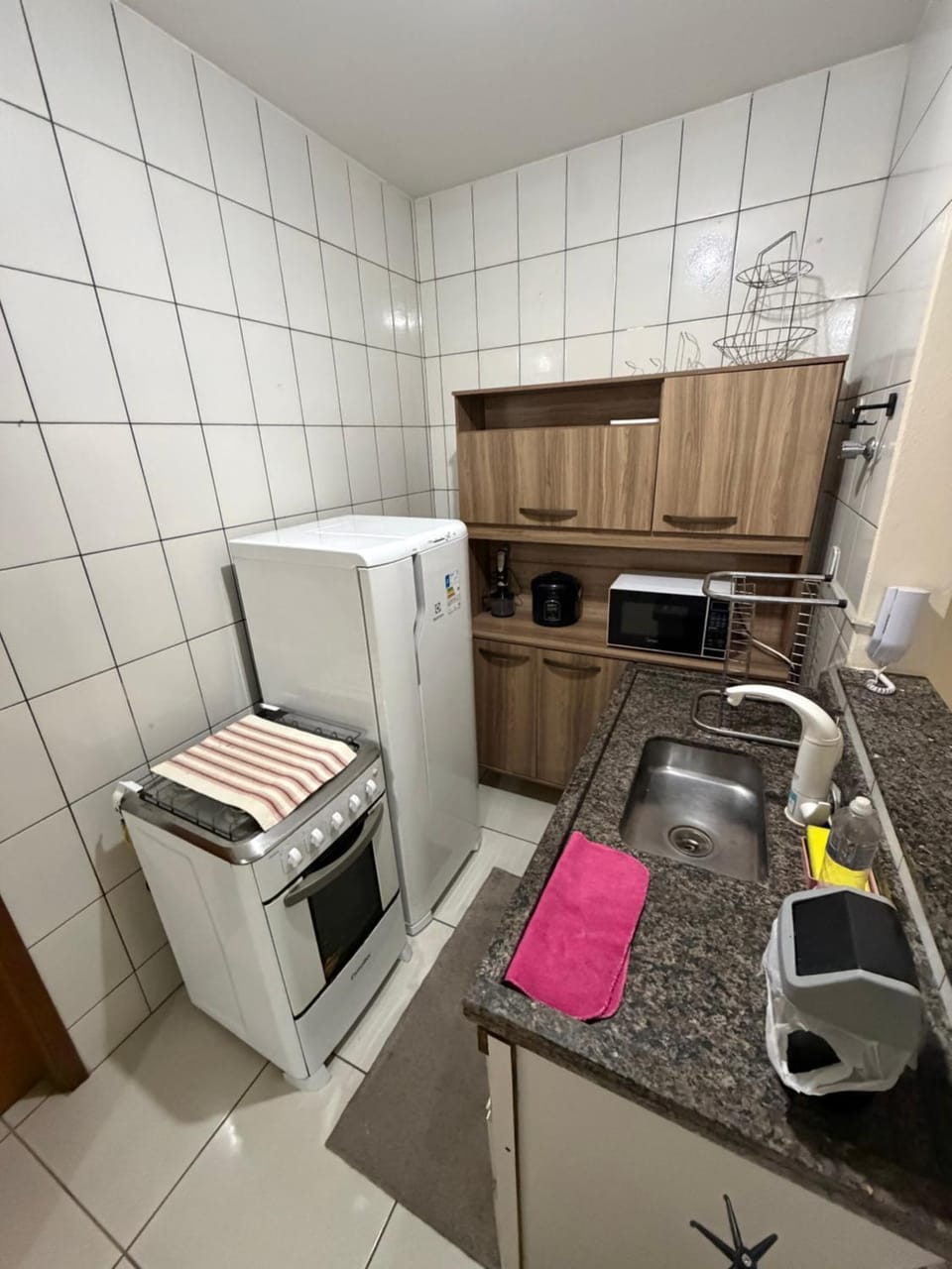 Kitchen or kitchenette, stove