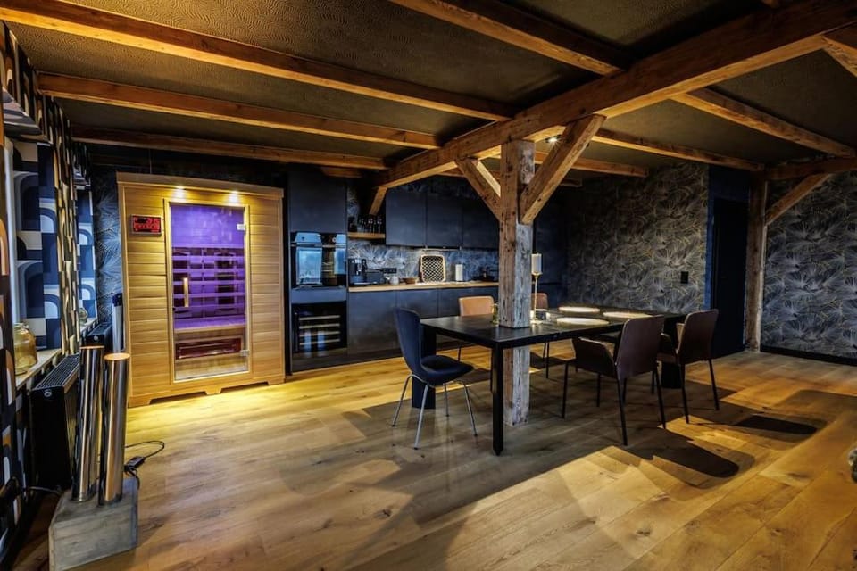 Sauna, Kitchen or kitchenette, Photo of the whole room, Seating area, Dining area, dishwasher