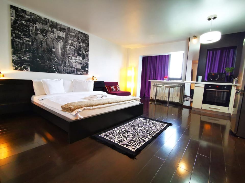 Kitchen or kitchenette, Living room, Seating area, Dining area, Bedroom