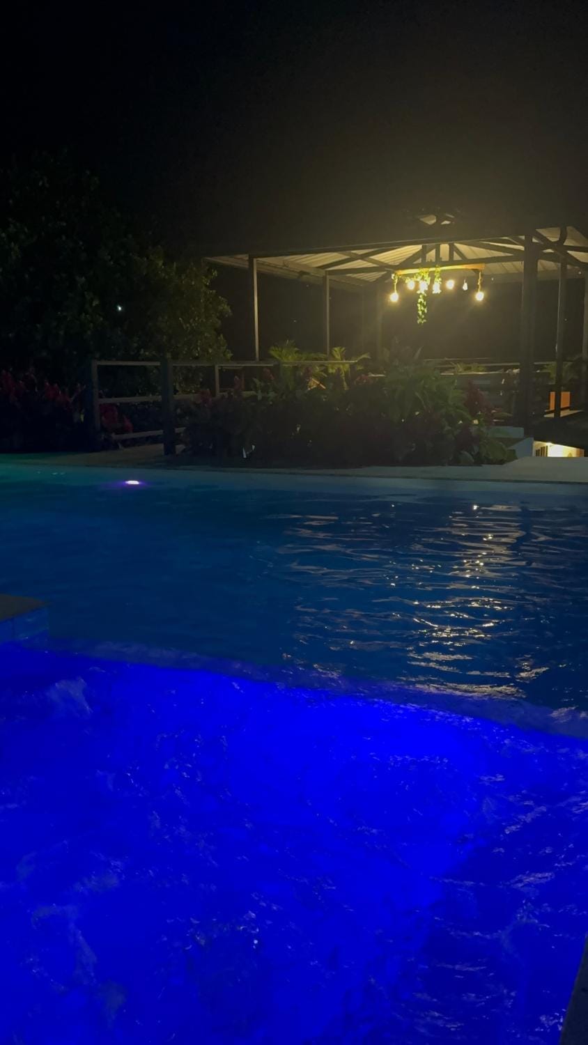Night, Pool view, Swimming pool