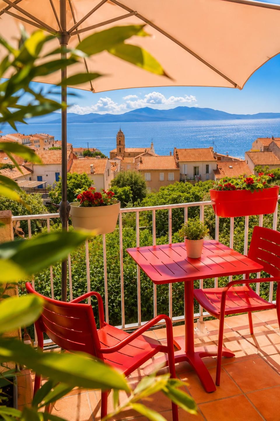 Patio, Mountain view, Sea view