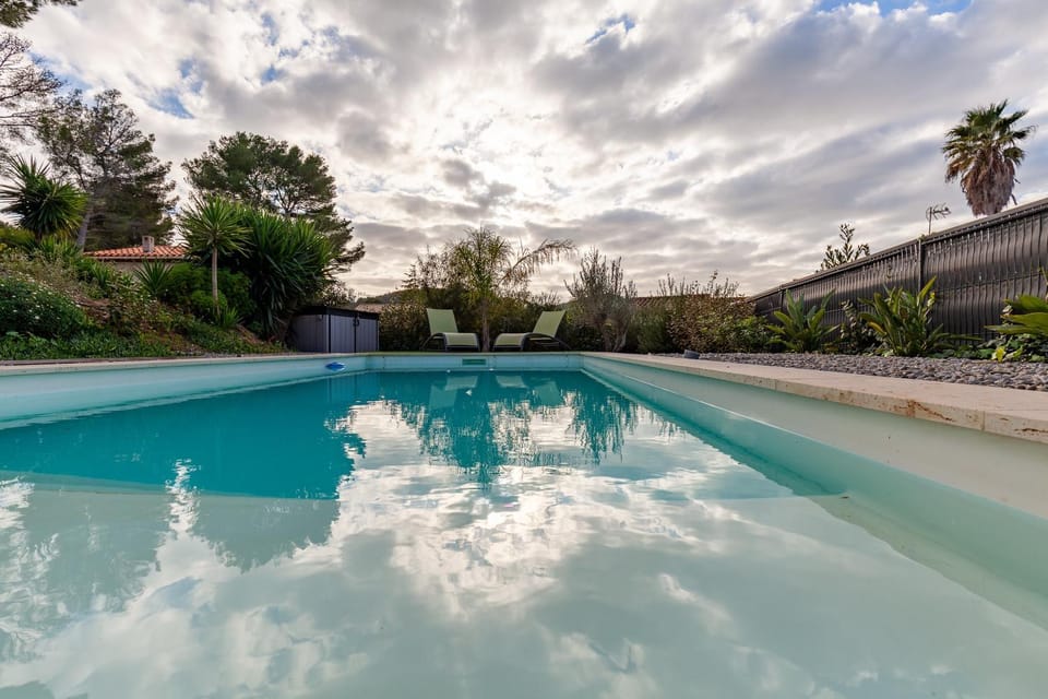 Property building, Living room, Swimming pool