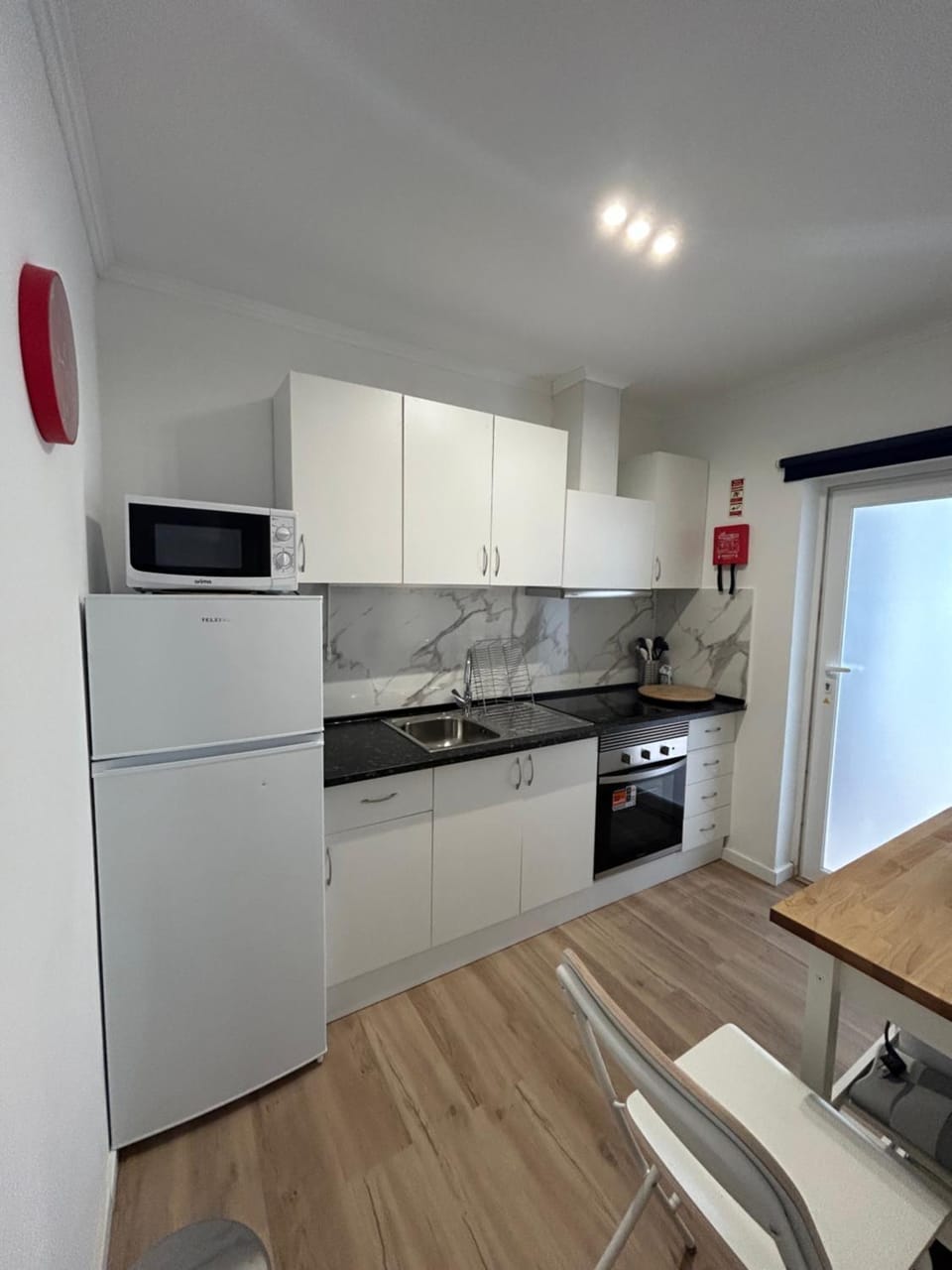 Kitchen or kitchenette, oven, stove, toaster