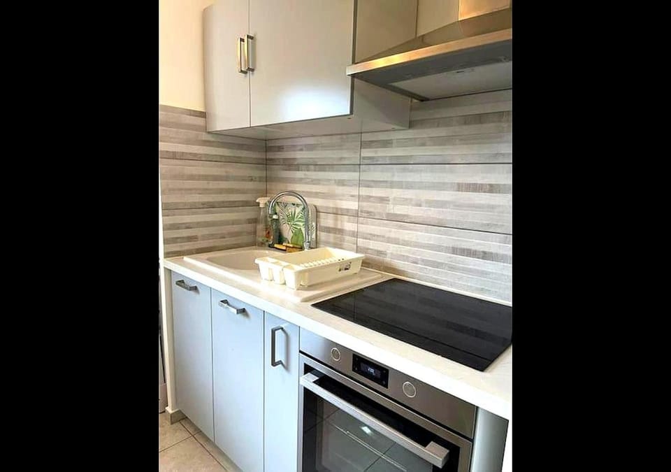 Kitchen or kitchenette, dishwasher, oven, stove