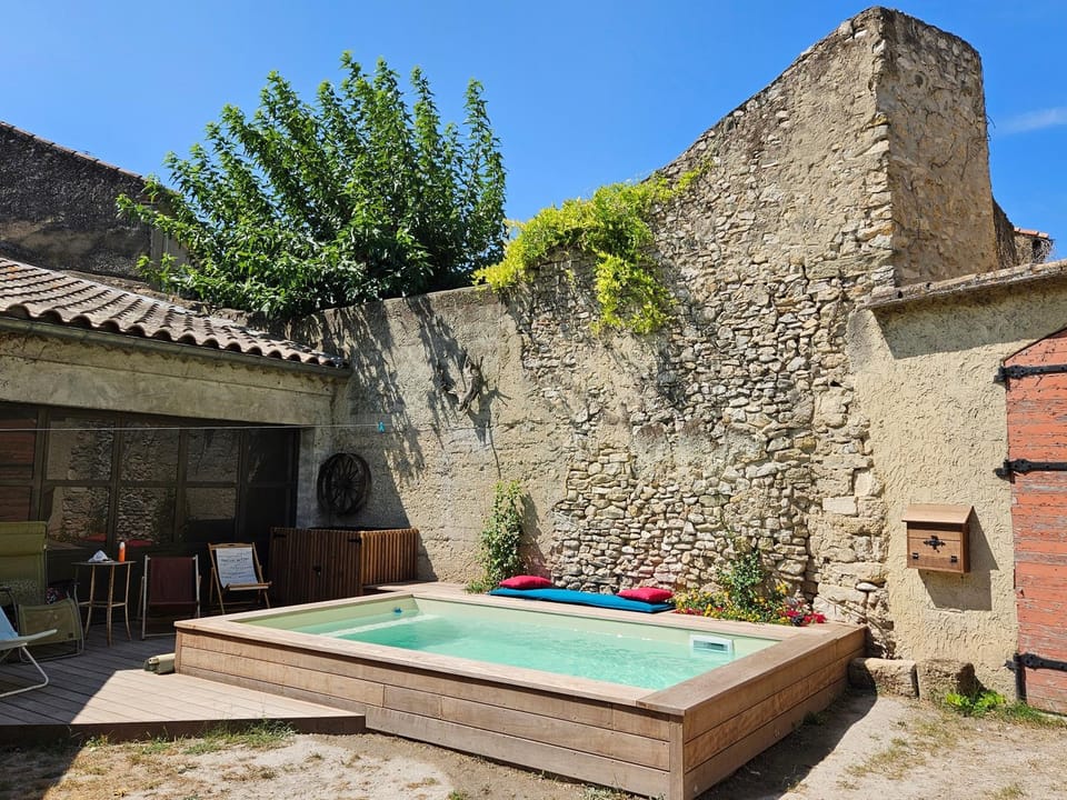 Patio, Garden, Swimming pool, sunbed