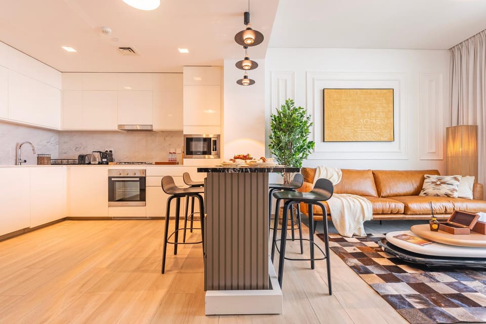 Kitchen or kitchenette, Living room, Dining area