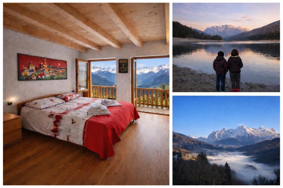 Nearby landmark, Bed, Natural landscape, Photo of the whole room, Bedroom, Lake view, Mountain view