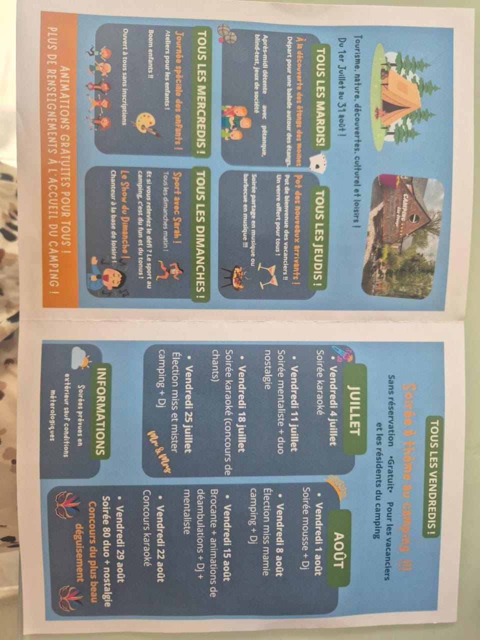 Evening entertainment, Text overlay