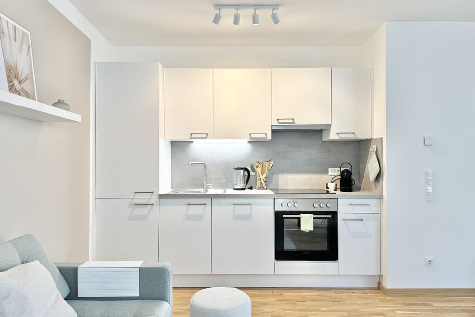 Kitchen or kitchenette, dishwasher, oven, stove