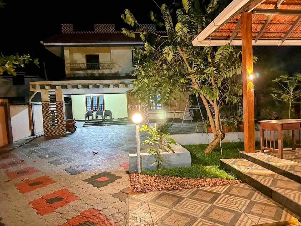 Property building, Patio, Night, Garden, Garden view