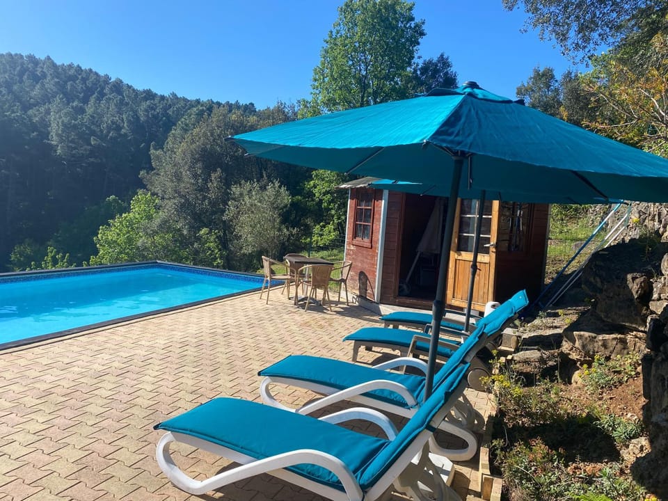 Swimming pool, sunbed