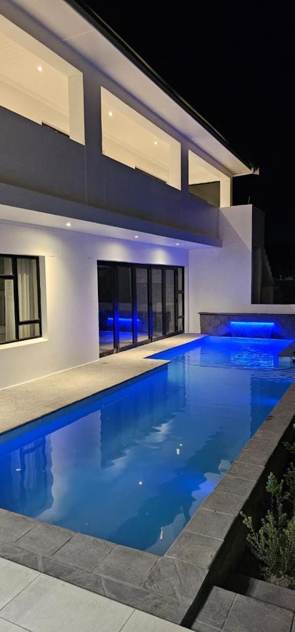 Property building, Night, Pool view, Swimming pool