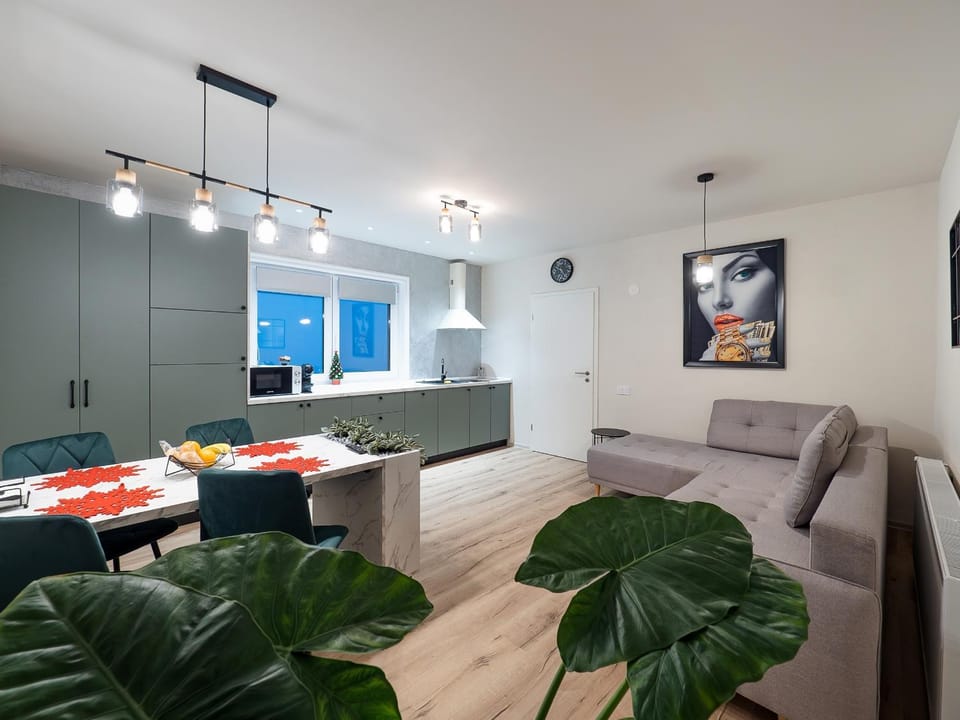 Kitchen or kitchenette, Living room, Seating area
