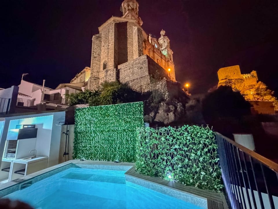 Night, Pool view, Swimming pool