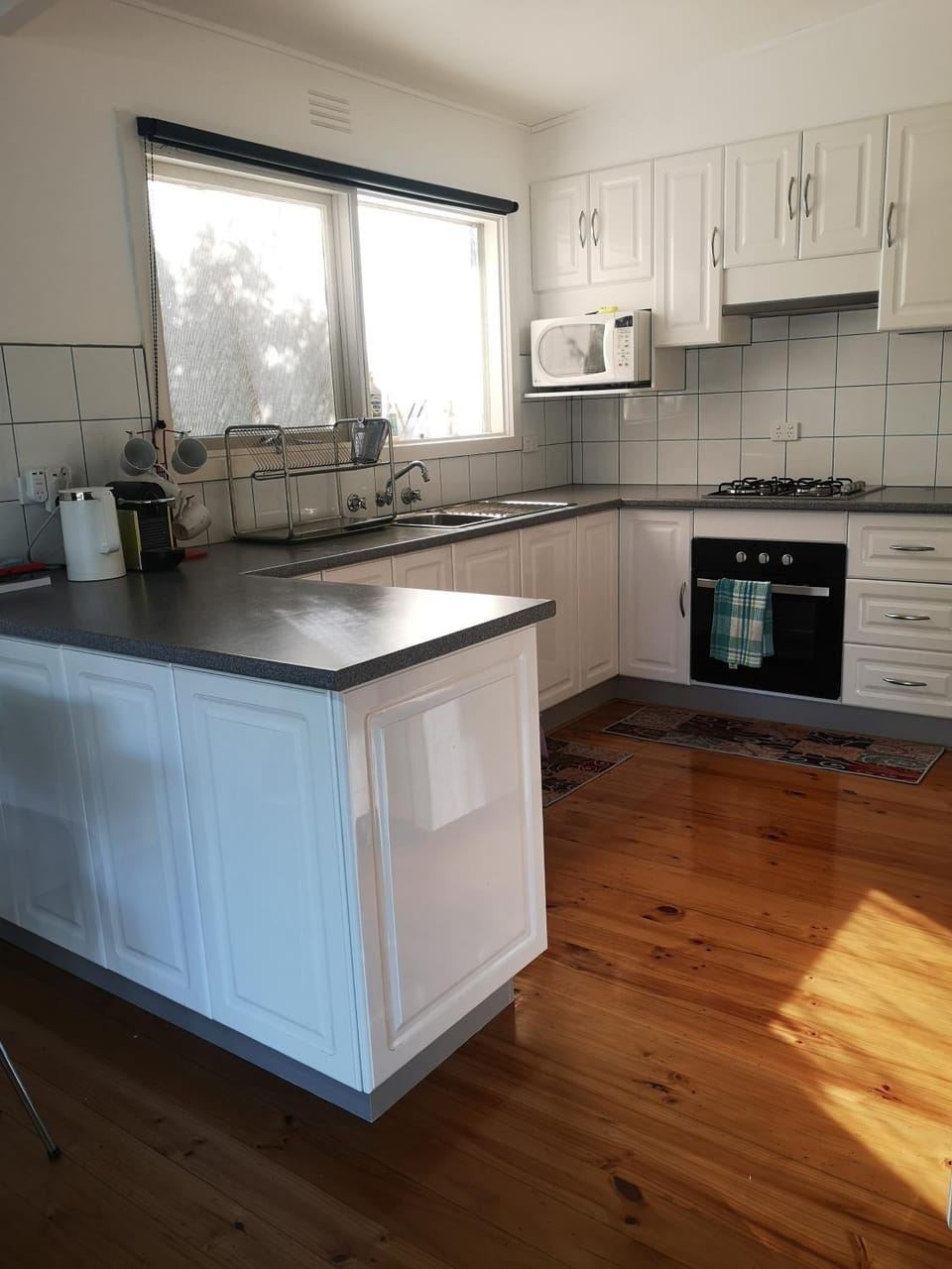 Kitchen or kitchenette, oven, stove, toaster