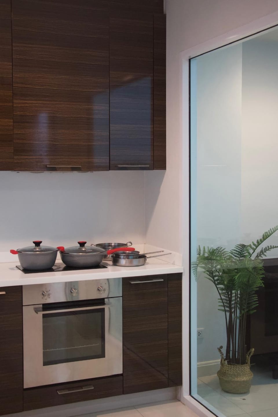 Kitchen or kitchenette, stove