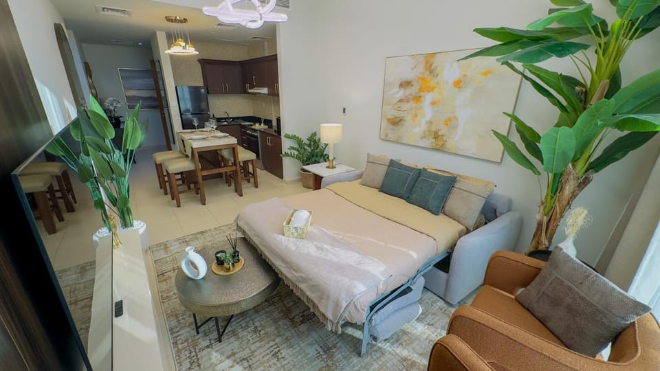 Kitchen or kitchenette, Living room, Seating area, Dining area