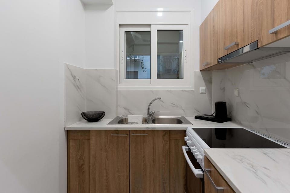 Kitchen or kitchenette, stove