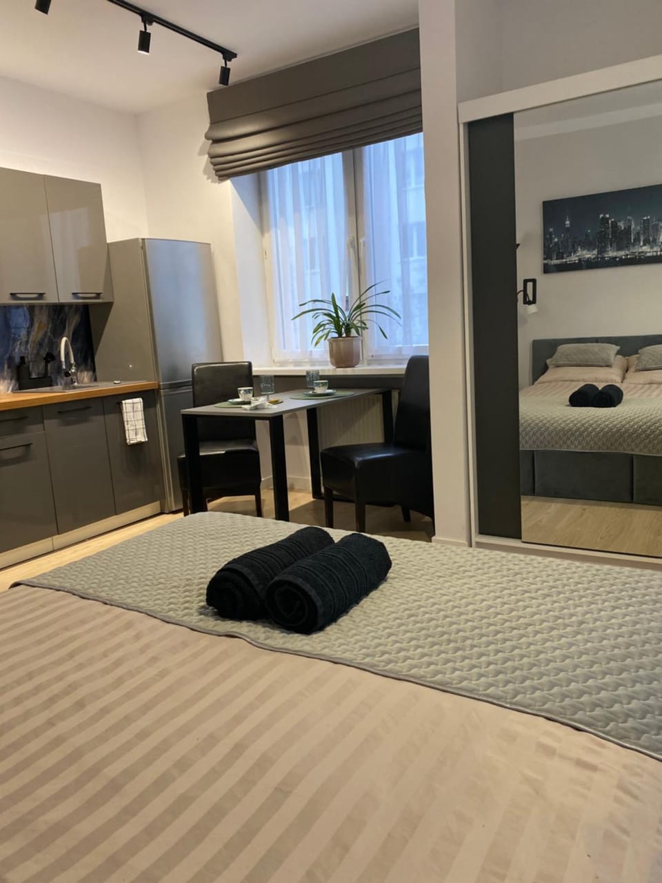 Bed, Kitchen or kitchenette, Photo of the whole room, minibar, wardrobe