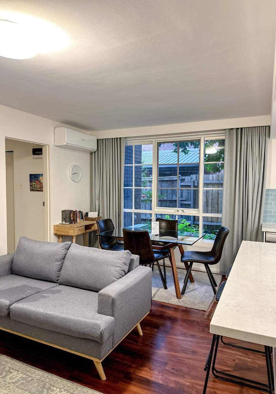 Living room, Seating area, Dining area, air conditioner