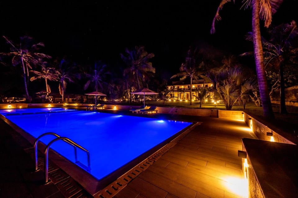 Night, Pool view, Swimming pool, Swimming pool