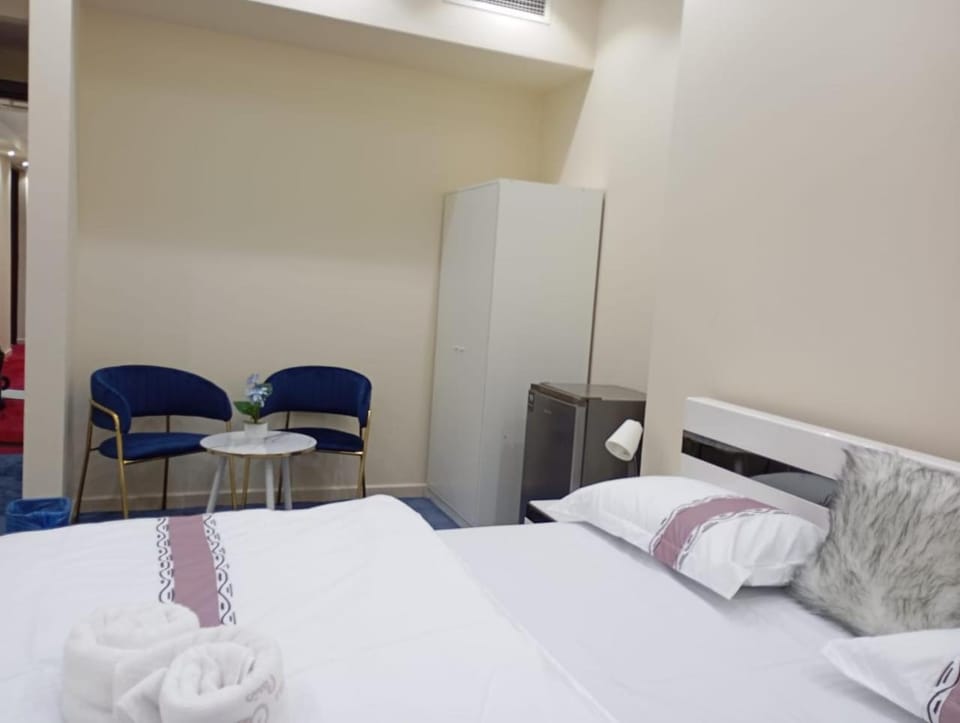 Bed, Photo of the whole room, Bedroom, hair dresser, towels, wardrobe