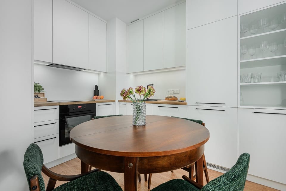 Kitchen or kitchenette, stove