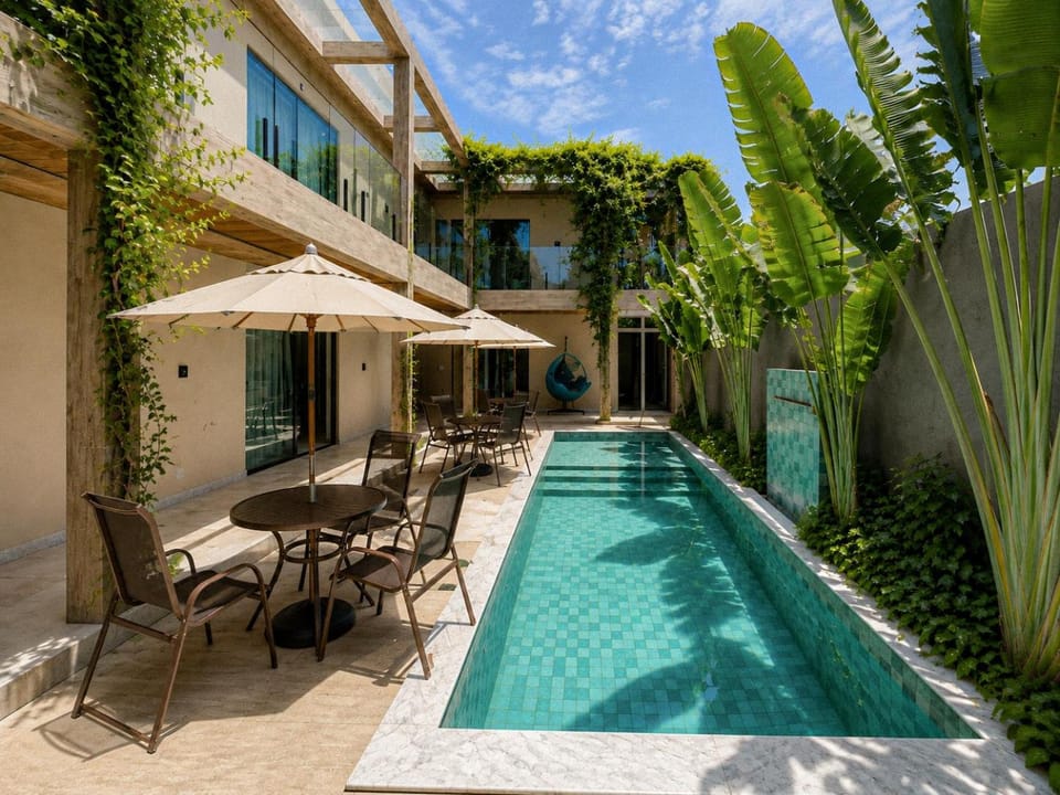 Property building, Patio, Balcony/Terrace, Pool view, Swimming pool