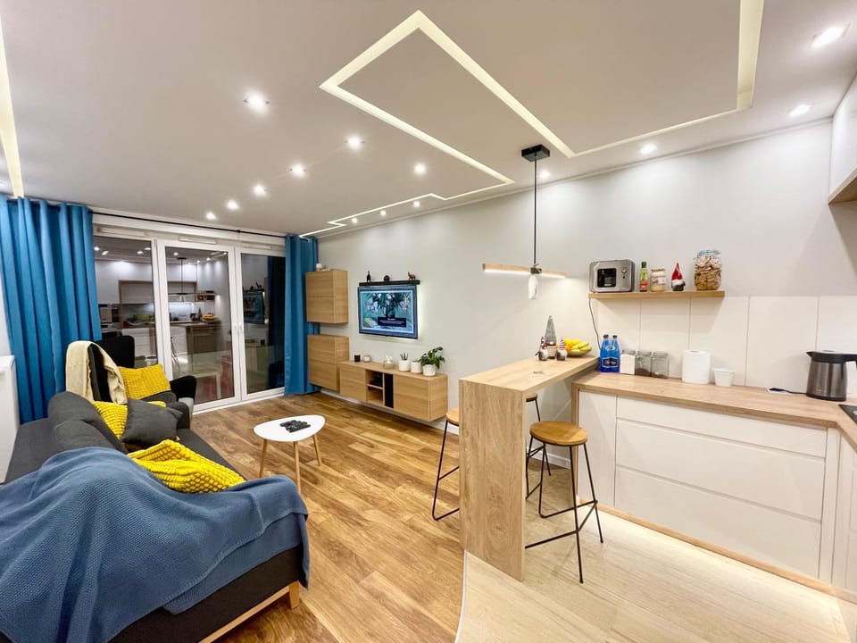 Bed, TV and multimedia, Kitchen or kitchenette, Living room, Photo of the whole room, Seating area, Dining area