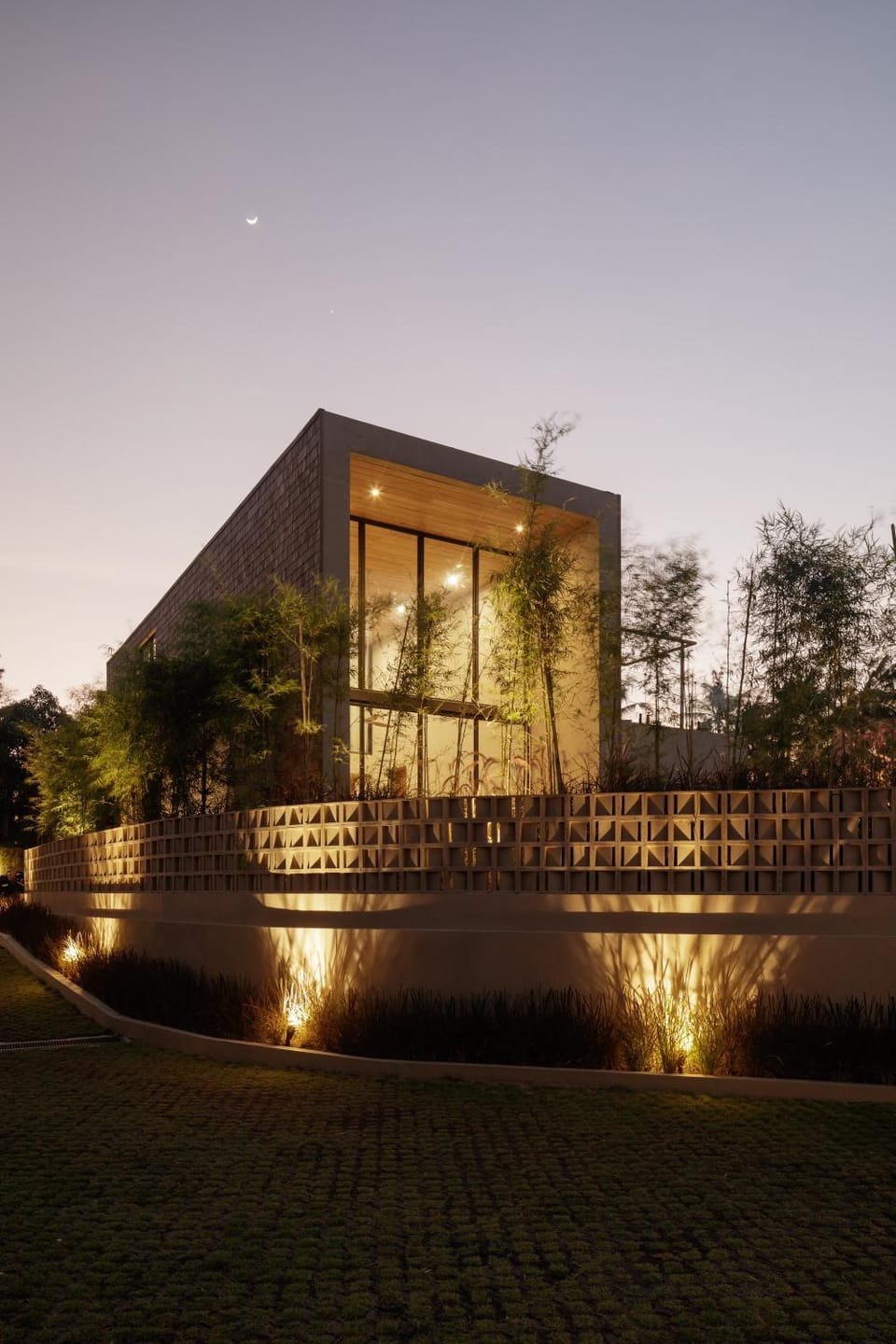 Property building, Night, Garden, Garden view
