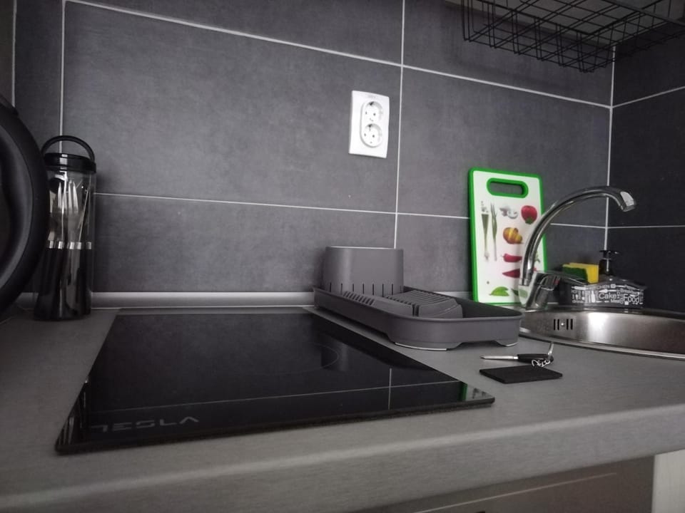 Kitchen or kitchenette, stove