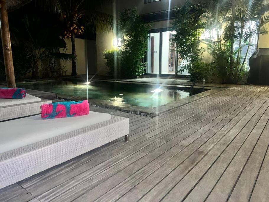 Patio, Natural landscape, Pool view, Swimming pool, sunbed