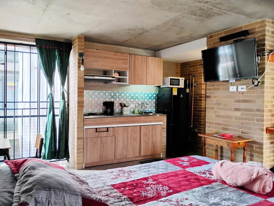 Bed, TV and multimedia, Kitchen or kitchenette, Photo of the whole room, Bedroom