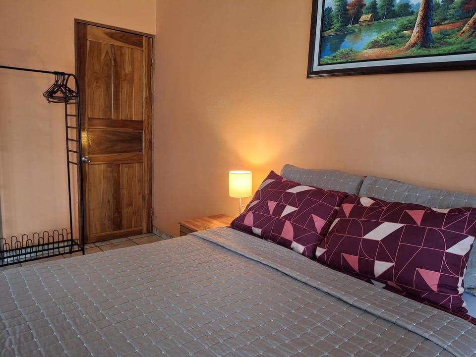 Bed, wardrobe