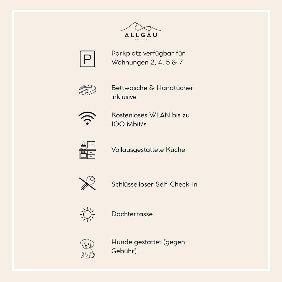 Allgäu Suites - Innenstadt, Schlafzimmer, Küche, Parkplatz möglich, Dachterrasse Apartment in Kempten