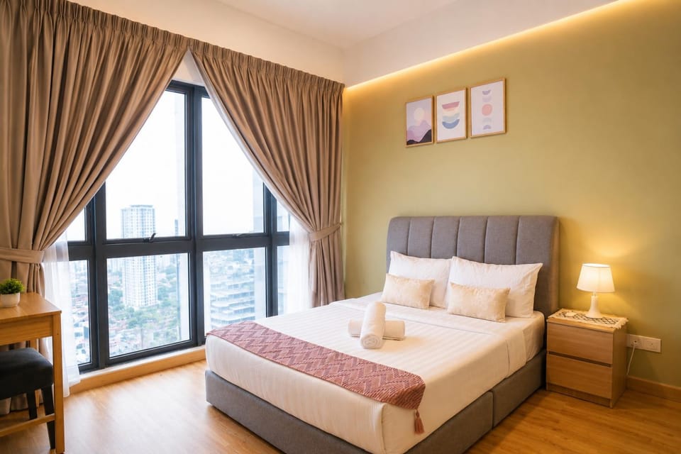Bed, Bedroom, towels
